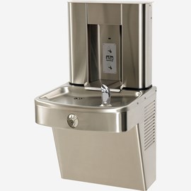 Barrier-Free, Wall Mount Water Cooler with Vandal-Resistant Round Push Button and Heavy Duty Bottle Filler