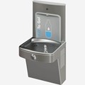 H2O-To-Go!® Deck Mount Bottle Filler on Barrier-Free, Wall Mounted Water Cooler with Vandal-Resistant Round Button and Mounting