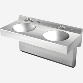 Two Station Straight Front Stainless Steel Wash Basin